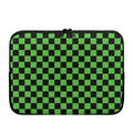 Black And Green Checkered Print Laptop Sleeve