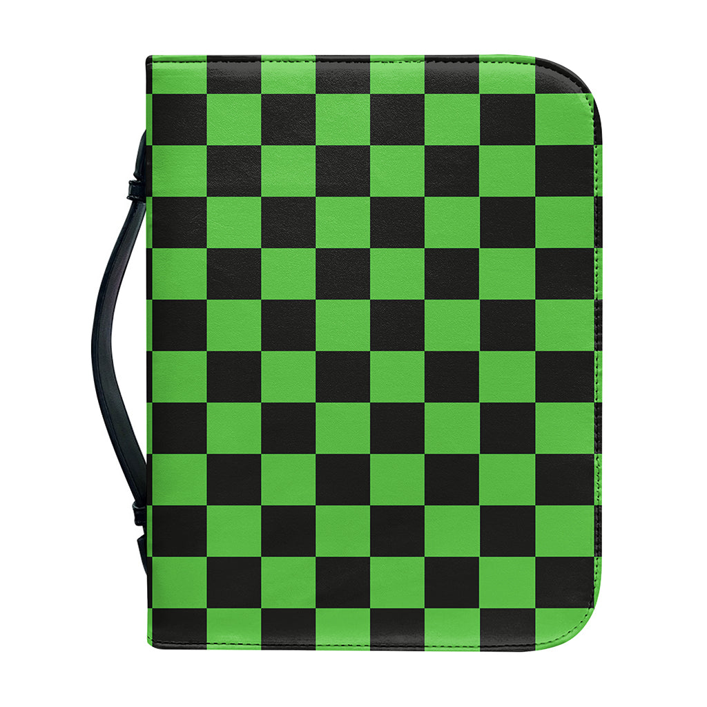 Black And Green Checkered Print Leather Bible Cover