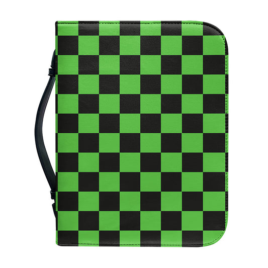 Black And Green Checkered Print Leather Bible Cover