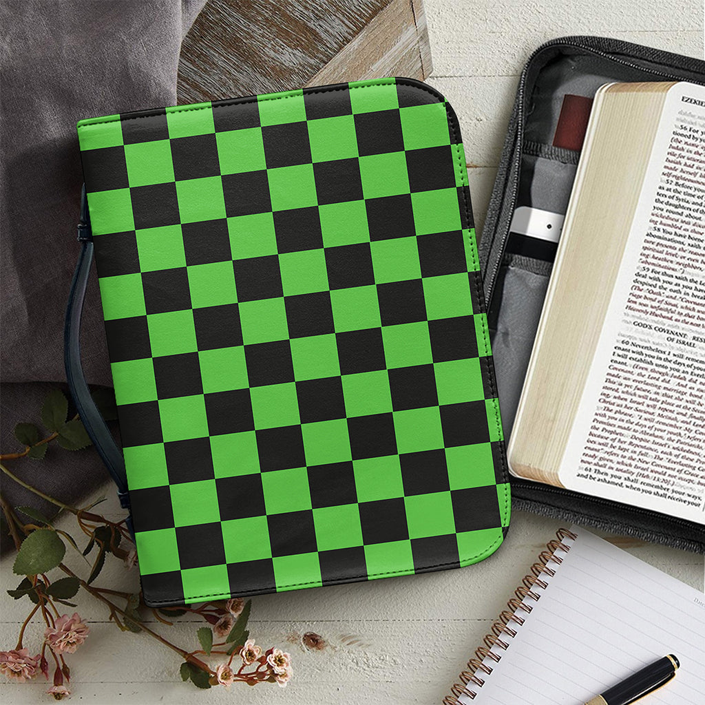 Black And Green Checkered Print Leather Bible Cover