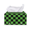 Black And Green Checkered Print Leather Tissue Box Cover