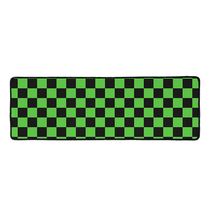 Black And Green Checkered Print Long Kitchen Mat