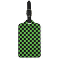 Black And Green Checkered Print Luggage Tag