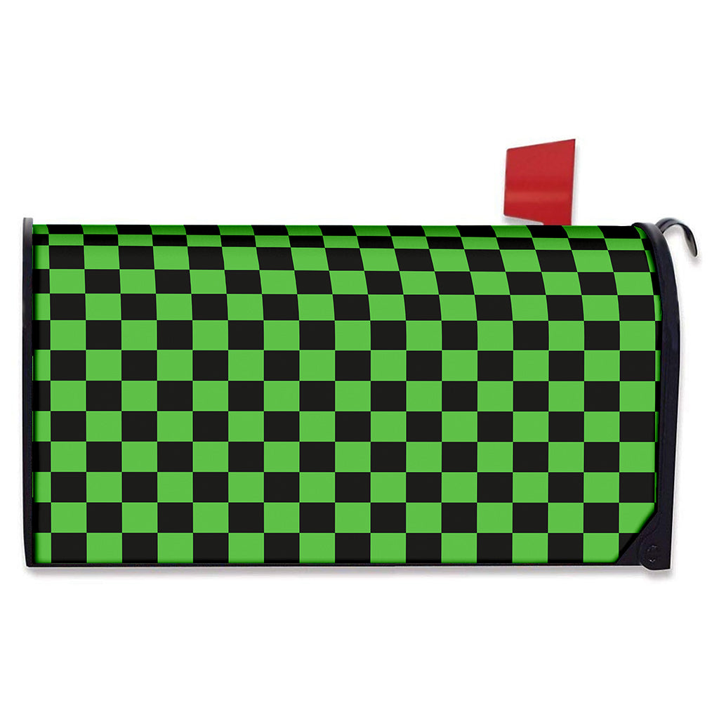 Black And Green Checkered Print Mailbox Cover