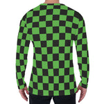 Black And Green Checkered Print Men's Long Sleeve T-Shirt
