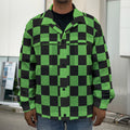 Black And Green Checkered Print Men's Shirt Jacket