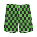 Black And Green Checkered Print Men's Athletic Shorts