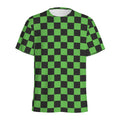 Black And Green Checkered Print Men's Athletic T-Shirt