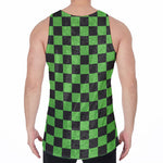 Black And Green Checkered Print Men's Velvet Tank Top