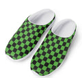 Black And Green Checkered Print Mesh Casual Shoes