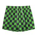 Black And Green Checkered Print Mesh Shorts