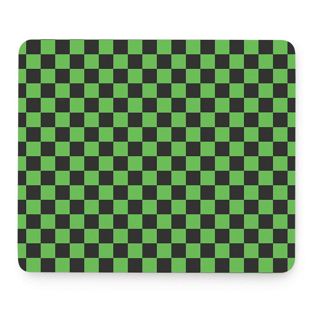 Black And Green Checkered Print Mouse Pad
