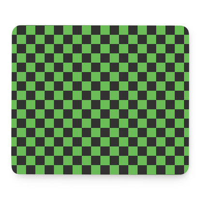 Black And Green Checkered Print Mouse Pad