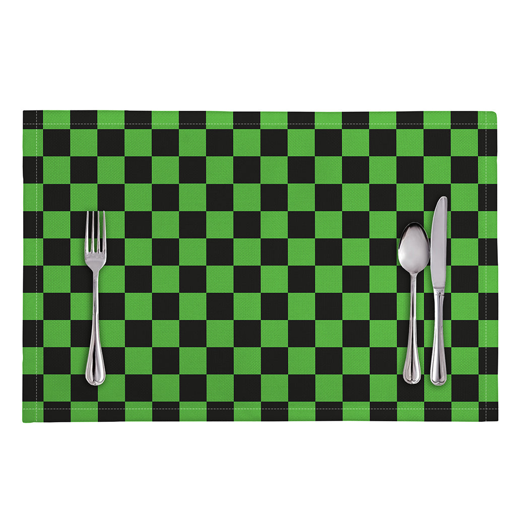 Black And Green Checkered Print Placemat
