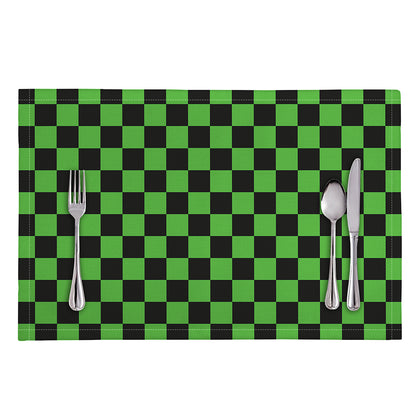 Black And Green Checkered Print Placemat