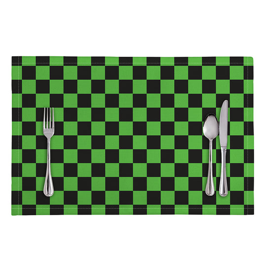 Black And Green Checkered Print Placemat