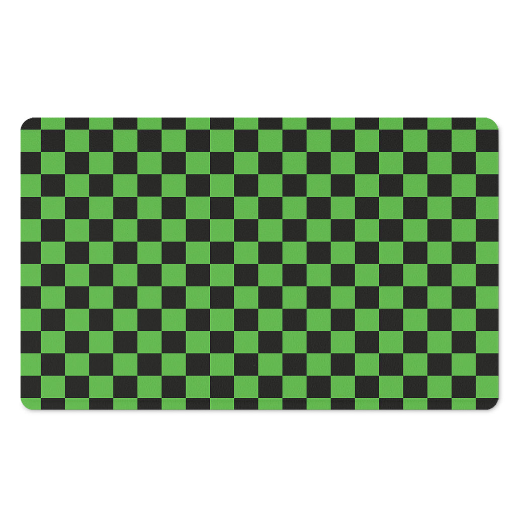 Black And Green Checkered Print Polyester Doormat