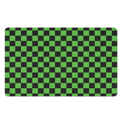 Black And Green Checkered Print Polyester Doormat