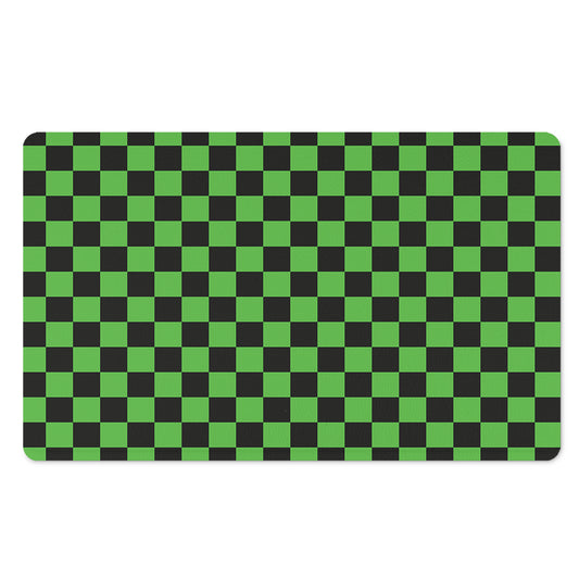Black And Green Checkered Print Polyester Doormat