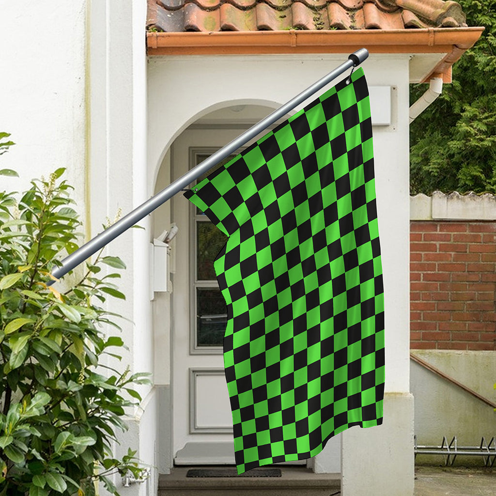 Black And Green Checkered Print Polyester Flag