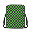 Black And Green Checkered Print Rectangular Crossbody Bag