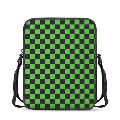Black And Green Checkered Print Rectangular Crossbody Bag