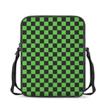 Black And Green Checkered Print Rectangular Crossbody Bag
