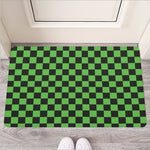 Black And Green Checkered Print Rubber Doormat