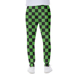 Black And Green Checkered Print Scuba Joggers