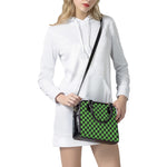 Black And Green Checkered Print Shoulder Handbag