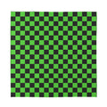 Black And Green Checkered Print Silk Bandana