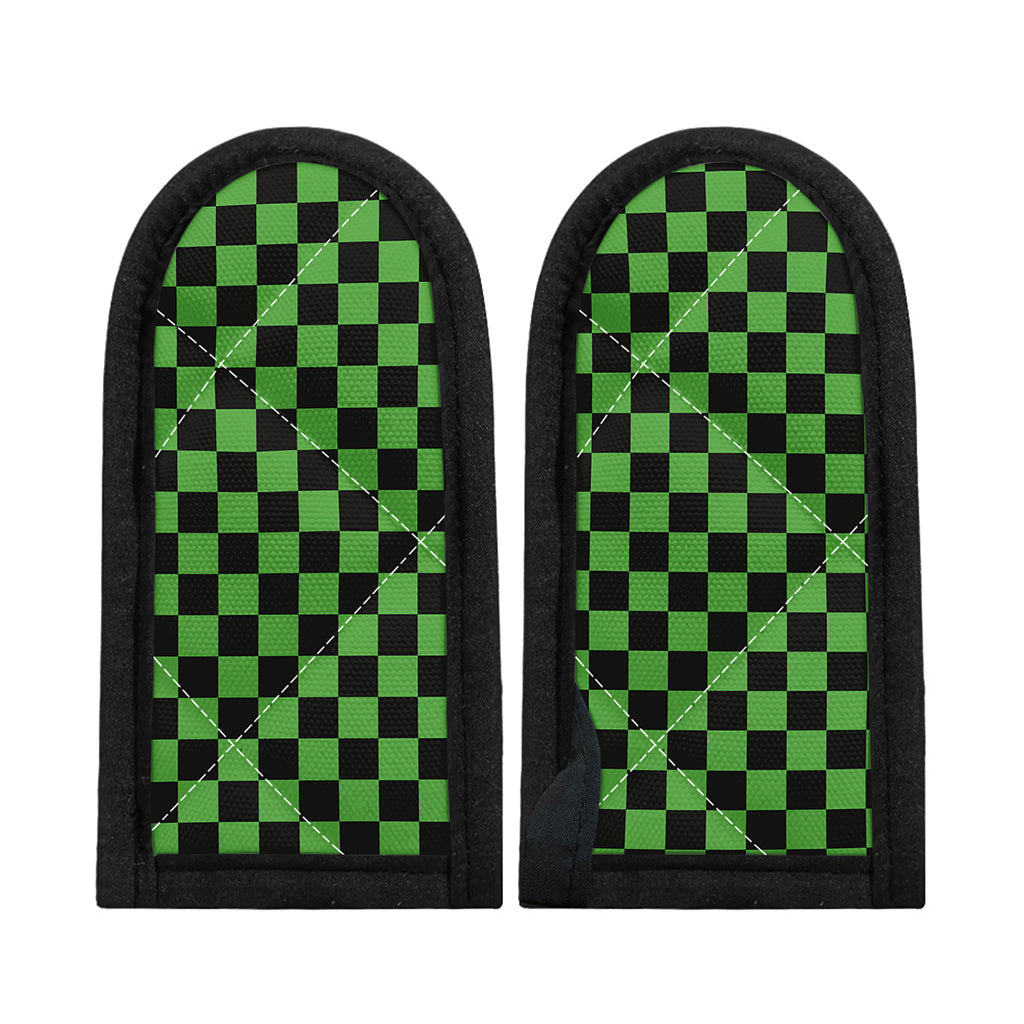 Black And Green Checkered Print Skillet Handle Cover
