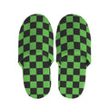 Black And Green Checkered Print Slippers