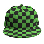 Black And Green Checkered Print Snapback Cap