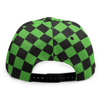 Black And Green Checkered Print Snapback Cap