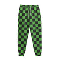 Black And Green Checkered Print Sweatpants