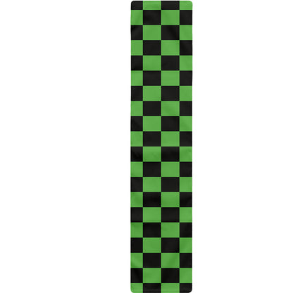 Black And Green Checkered Print Table Runner