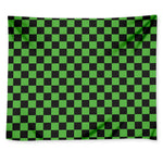 Black And Green Checkered Print Tapestry