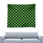 Black And Green Checkered Print Tapestry