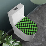 Black And Green Checkered Print Toilet Lid Cover