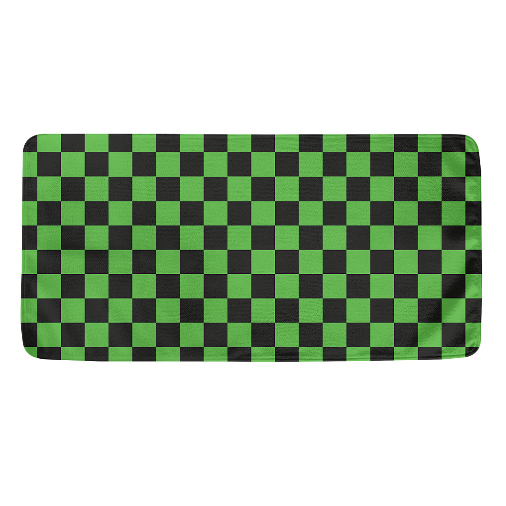 Black And Green Checkered Print Towel