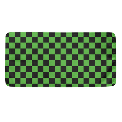 Black And Green Checkered Print Towel