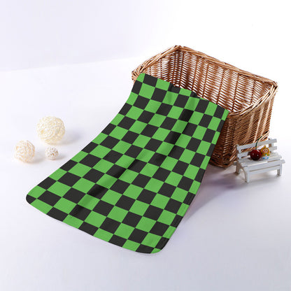 Black And Green Checkered Print Towel