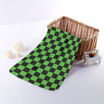 Black And Green Checkered Print Towel