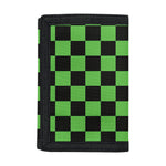 Black And Green Checkered Print Trifold Wallet