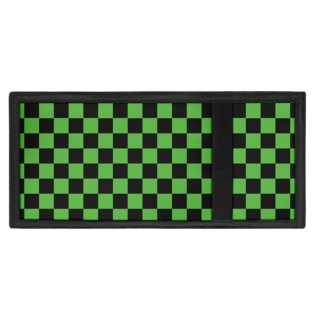 Black And Green Checkered Print Trifold Wallet