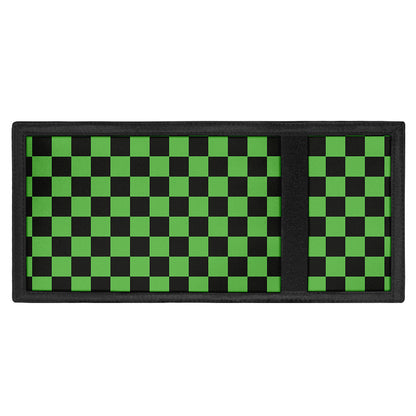 Black And Green Checkered Print Trifold Wallet