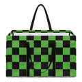 Black And Green Checkered Print Utility Tote Bag