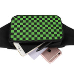 Black And Green Checkered Print Waist Bag
