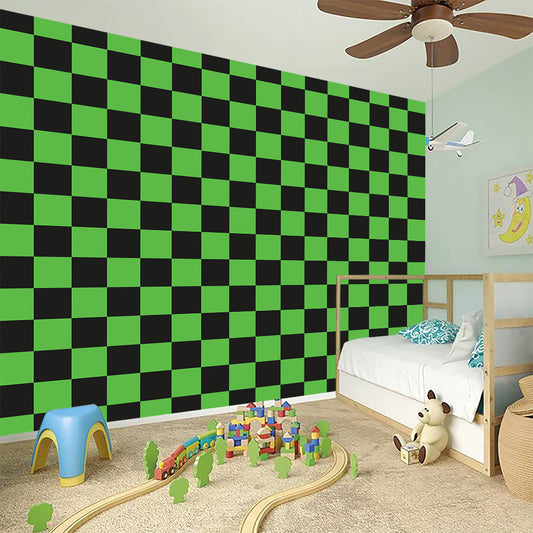 Black And Green Checkered Print Wall Sticker